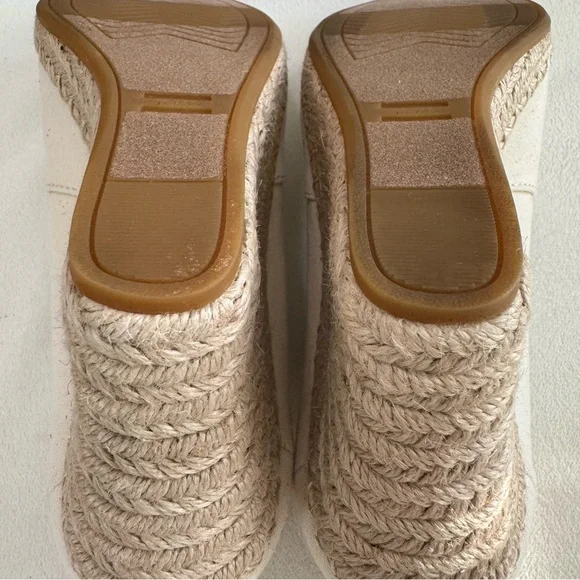 NWOT Toms Michelle Canvas Espadrille Peep Toe Wedge Pump in Natural Size 8.5 - Picture 13 of 16